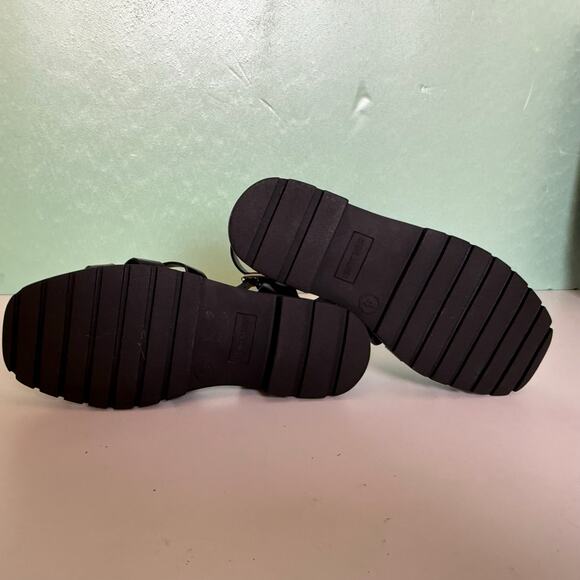 Steve Madden Black Fisherman Leather Sandals • Chunky Platform Gladiator Size 7 - Picture 8 of 9